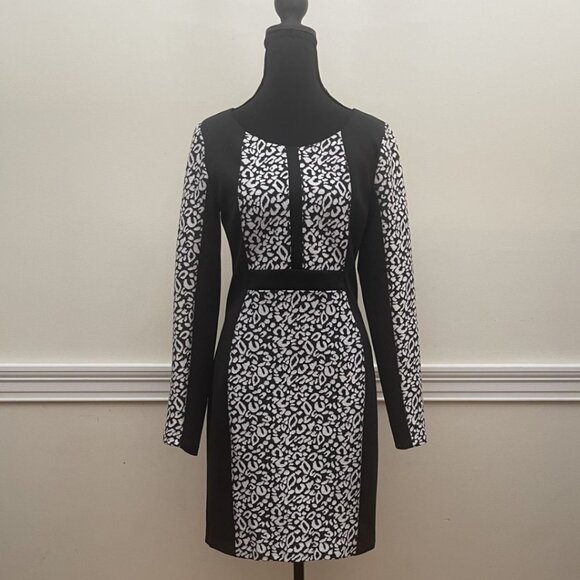 Guess Black and White Patterned Dress - Size 8 - Picture 1 of 2